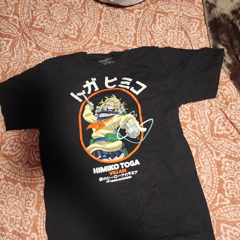 Black Graphic T-Shirt with Anime Design